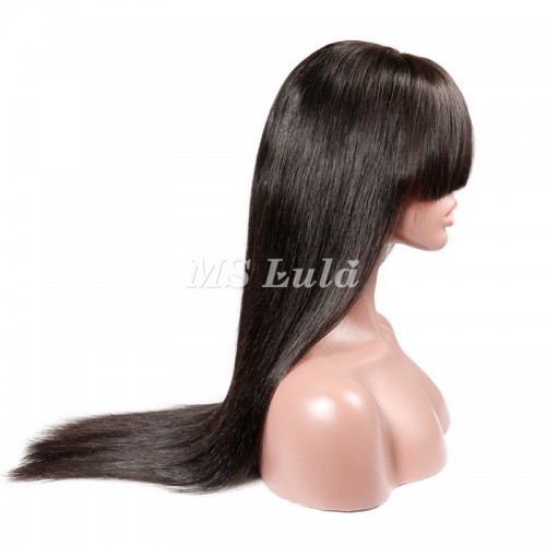Straight Transparent Lace Front Wig 180 Density With Bang | Human Hair Wig | Lace Front